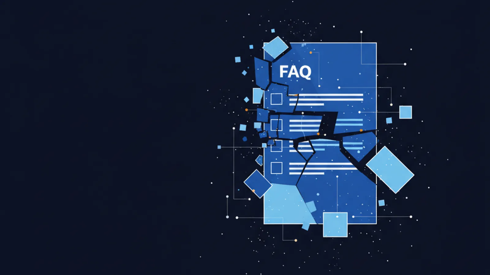 手動更新で腐っていく FAQ ドキュメントを象徴する抽象ビジュアル